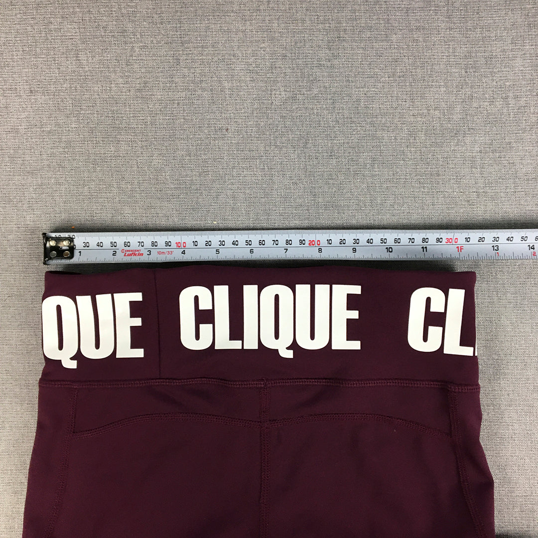 Clique Womens Legging Shorts Size 10 Purple Gym Workout Activewear Bike