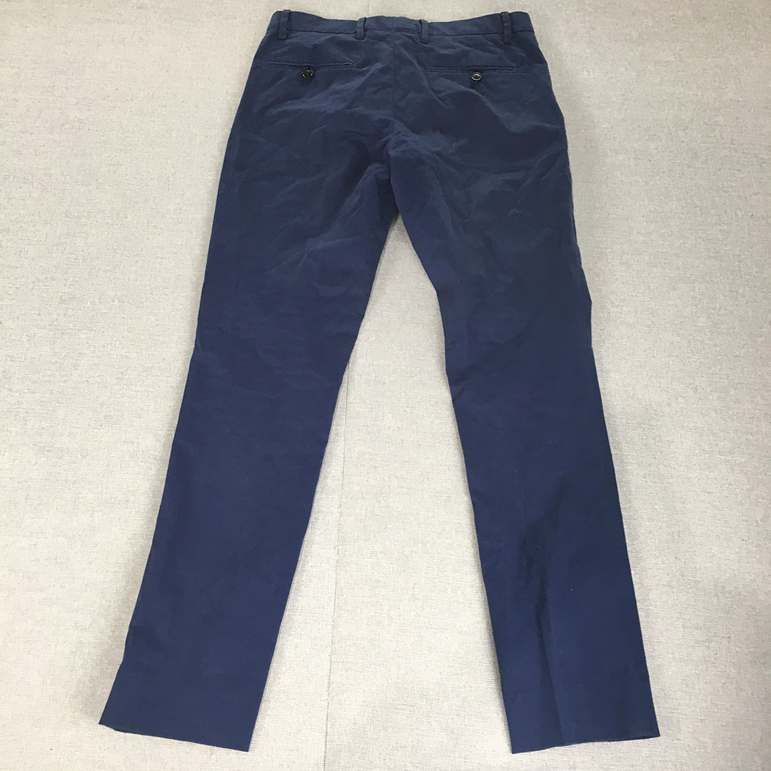 H&M Mens Dress Pants Size 30 Blue Slim Fit Straight Pockets