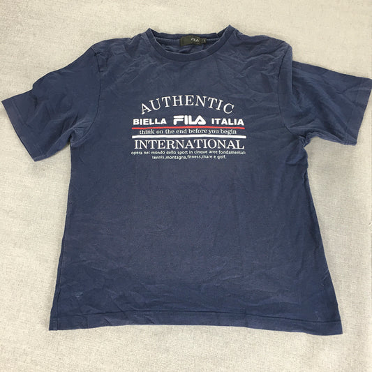 Vintage FILA Mens T-Shirt Size L Blue Logo Short Sleeve Crew Neck Tee