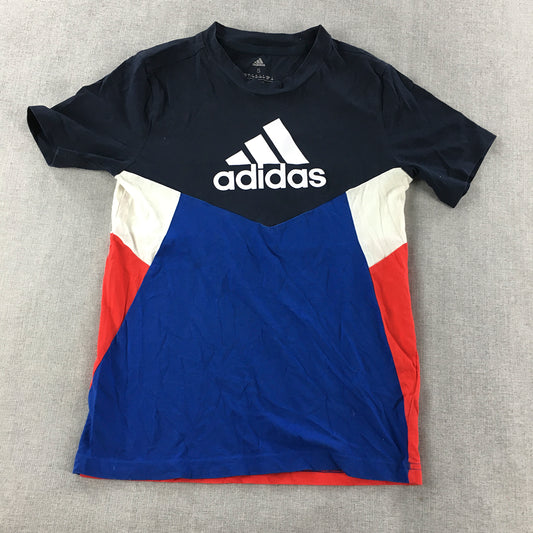 Adidas Kids Boys T-Shirt Size S (9 - 10 Years) Blue Red White Big Logo