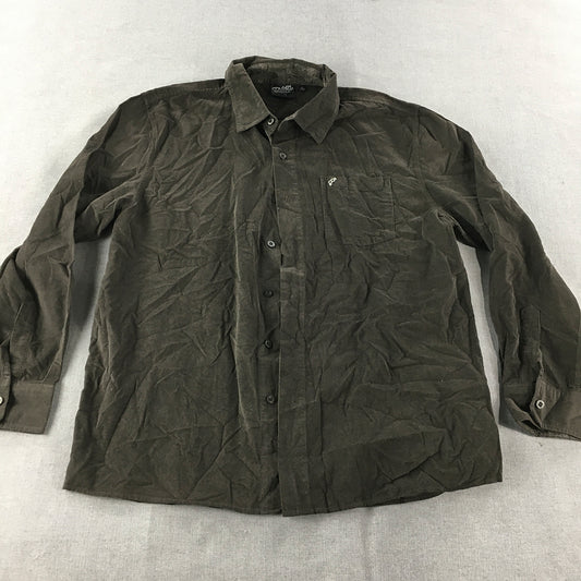 Vintage Golden Breed Mens Corduroy Shirt Size L Brown Button-Up Pocket