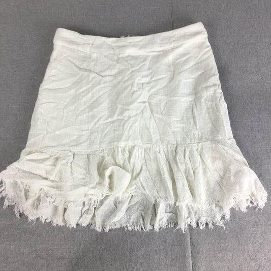 Ava & Ever Womens Mini Skirt Size 10 White Raw Hem