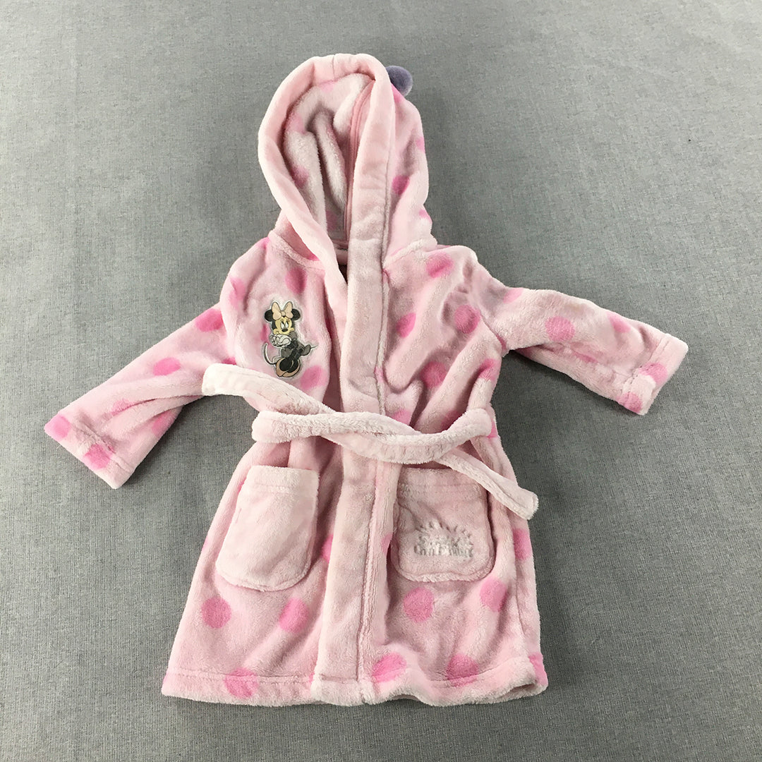 Disney Baby Girls Dressing Gown Size 12 - 18 Months Pink Minnie Mouse Robe