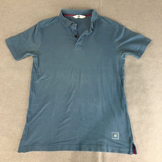 BMW Mens Polo Shirt Size S Blue Logo Collared Short Sleeve Rugby