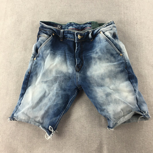 Buff Denim Shorts Size 28 Blue Light Wash Raw Hem Stretch