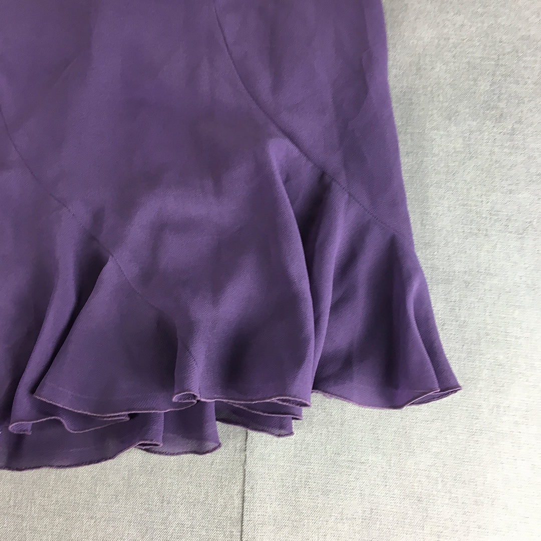 Vintage Young Edwardian Womens A-Line Skirt Size 12 Purple Pleated Elastic Waist