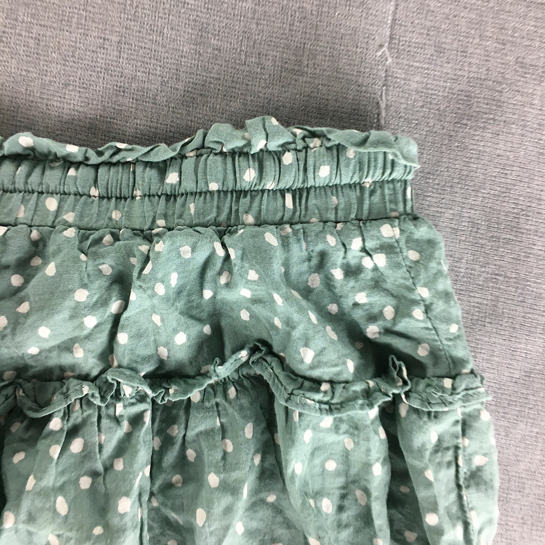 Mooloola Womens Shorts Size 12 Green Dot Pattern Drawstring Elastic Waist