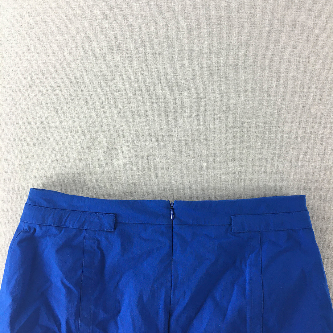 David Lawrence Womens Midi Skirt Size 14 Blue Pencil Straight