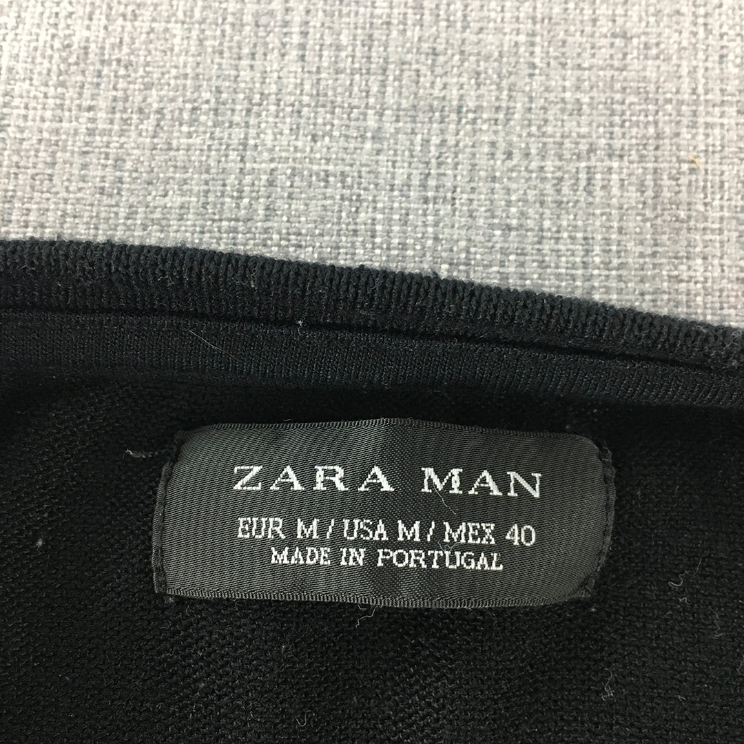 Zara Man T-Shirt Size M Black Knit Slim Fit Tee