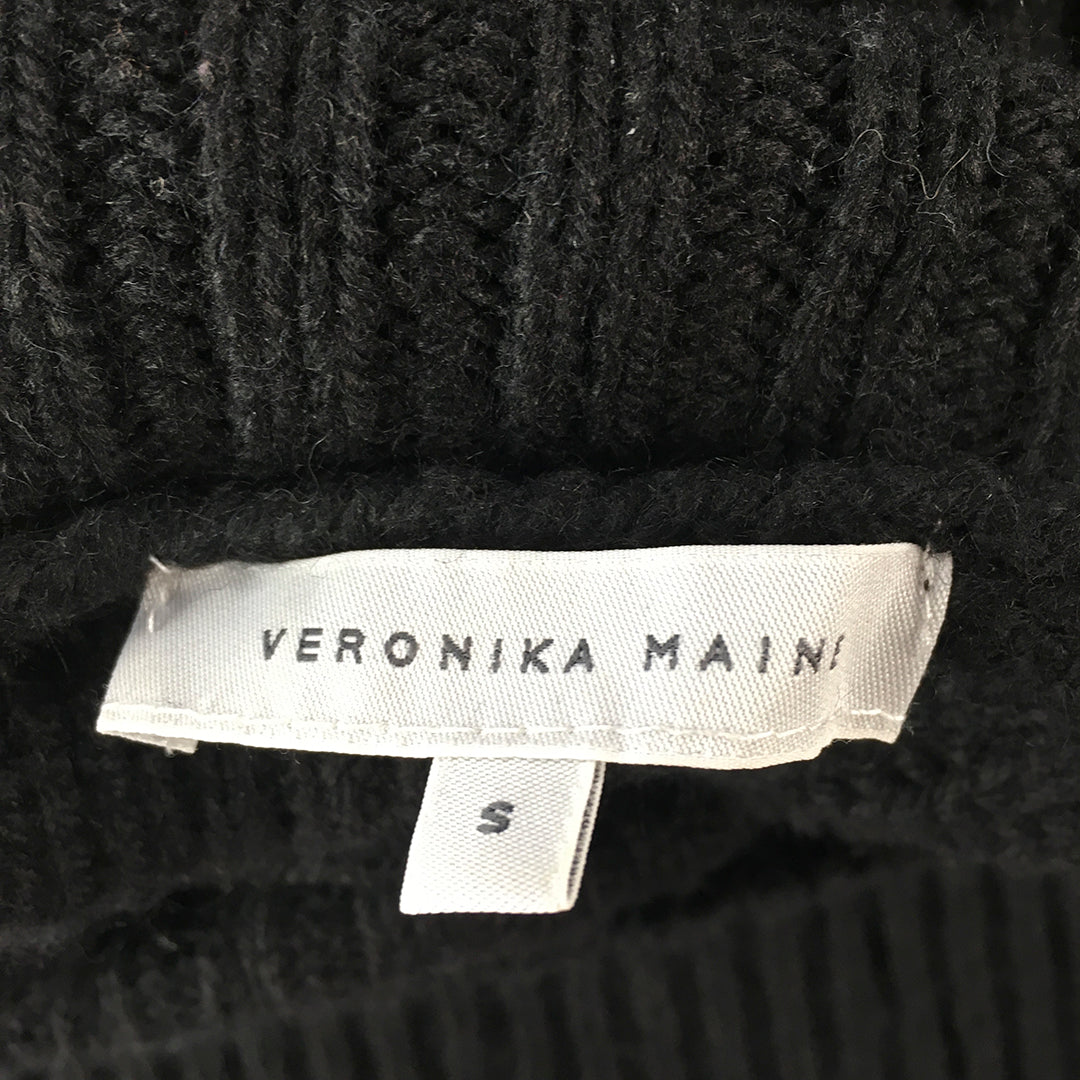 Veronika Maine Womens Wool Sweater Dress Size S Black Sleeveless Mini Turtleneck