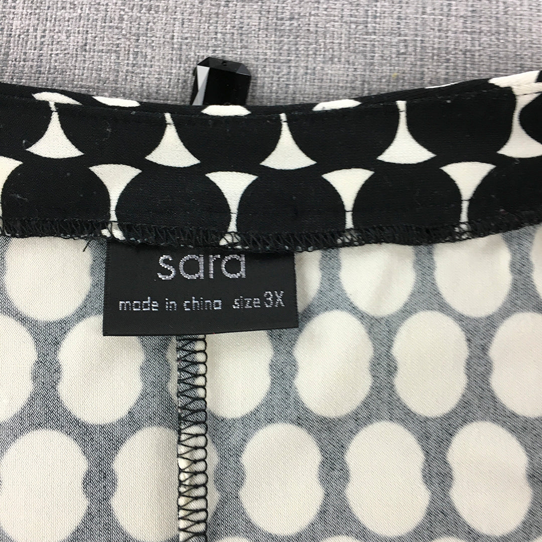 Sara Womens Mini Dress Size 3XL Black White Dot Short Sleeve A-Line