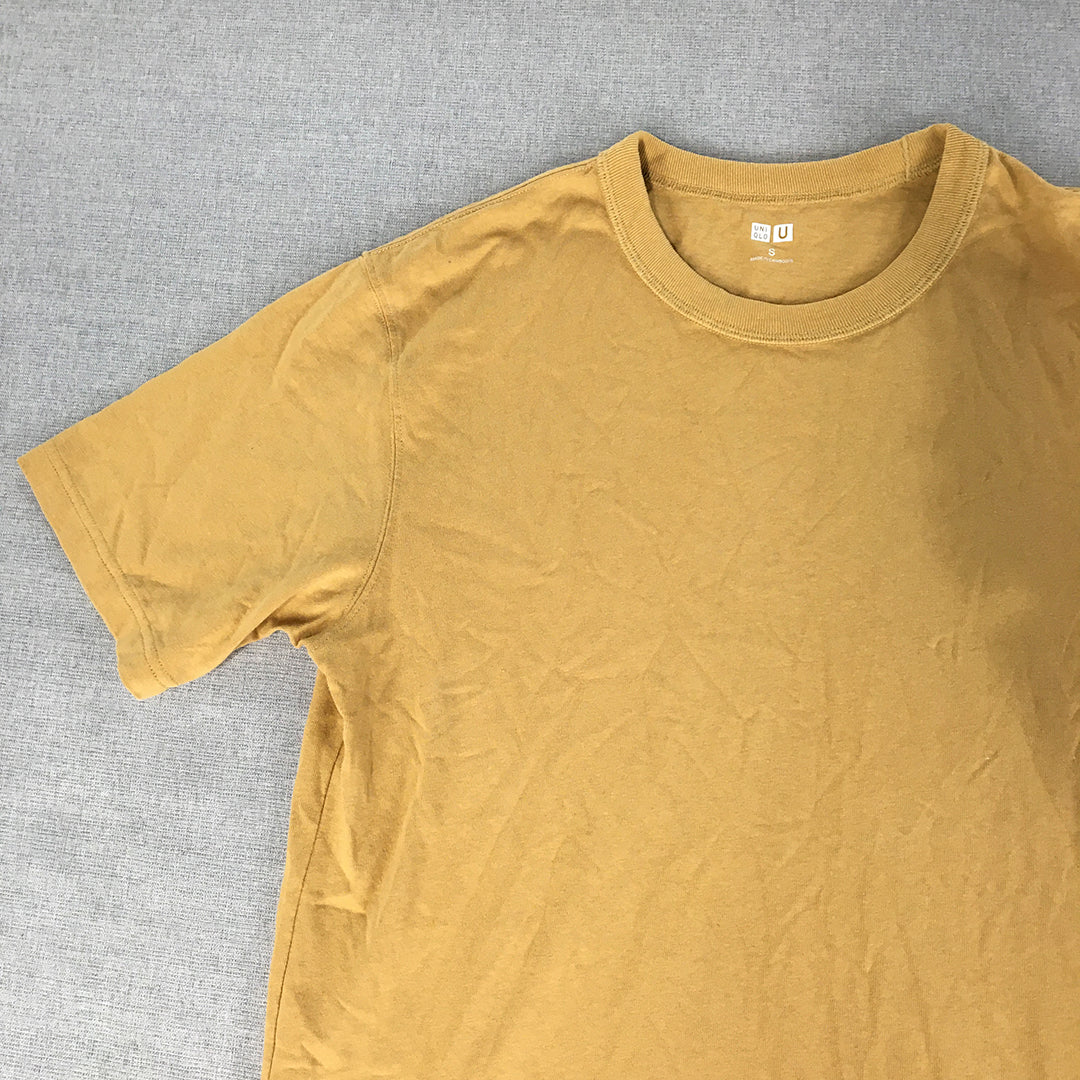 Uniqlo Mens T-Shirt Size S Brown Crew Neck Short Sleeve Tee