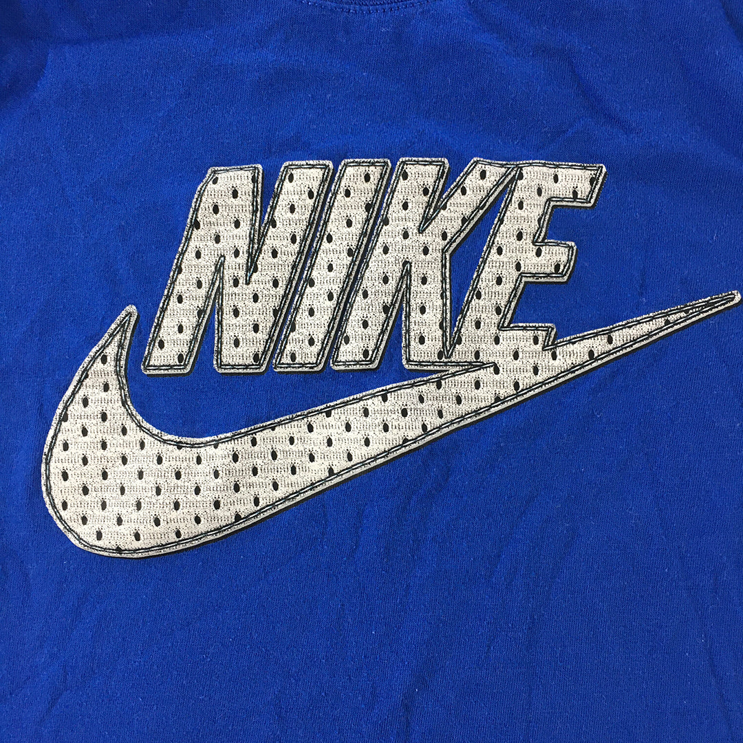 Nike Kids Boys T-Shirt Size S (4 - 5 Years) Blue Big Swoosh Logo Short Sleeve