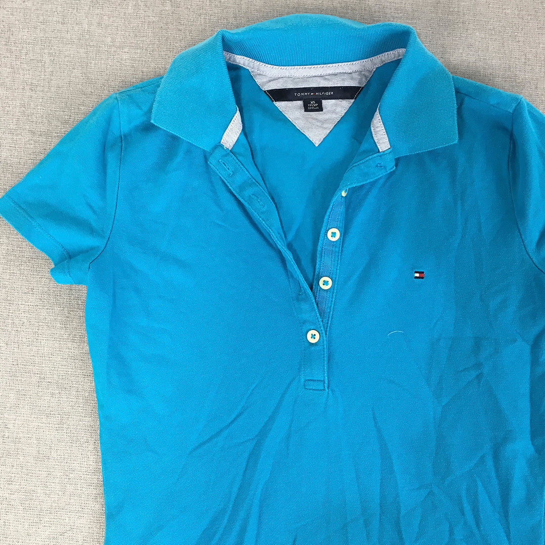 Tommy Hilfiger Womens Polo Shirt Size XS Blue Logo Collared Rugby