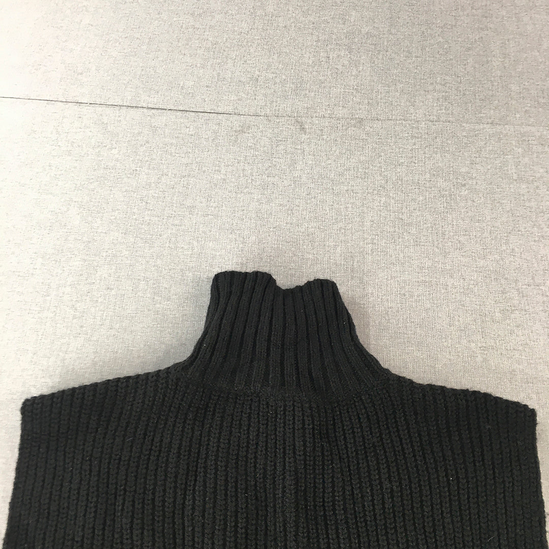 Veronika Maine Womens Wool Sweater Dress Size S Black Sleeveless Mini Turtleneck