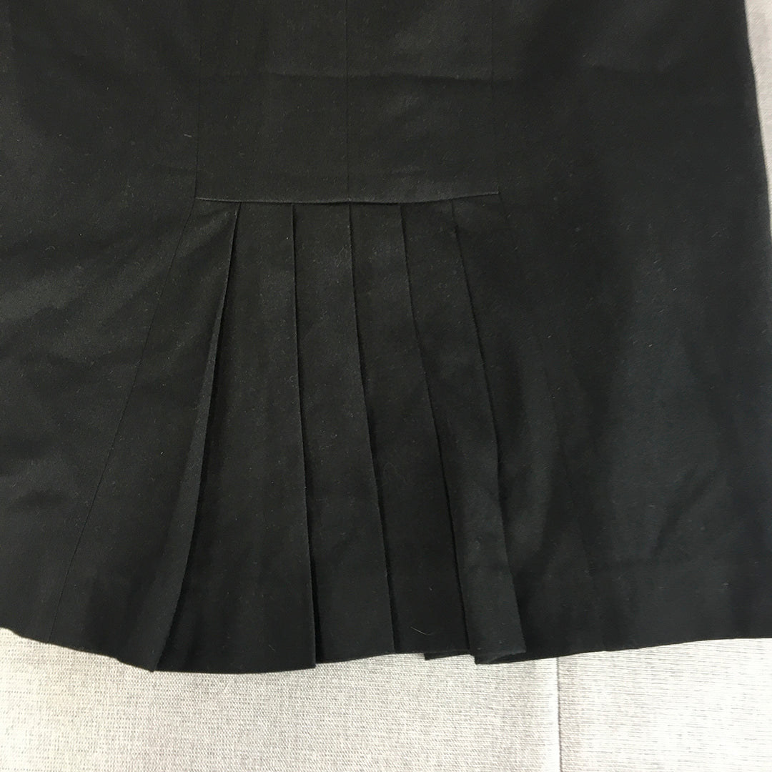 Table Eight Womens Midi Skirt Size 10 Black Straight Pleated