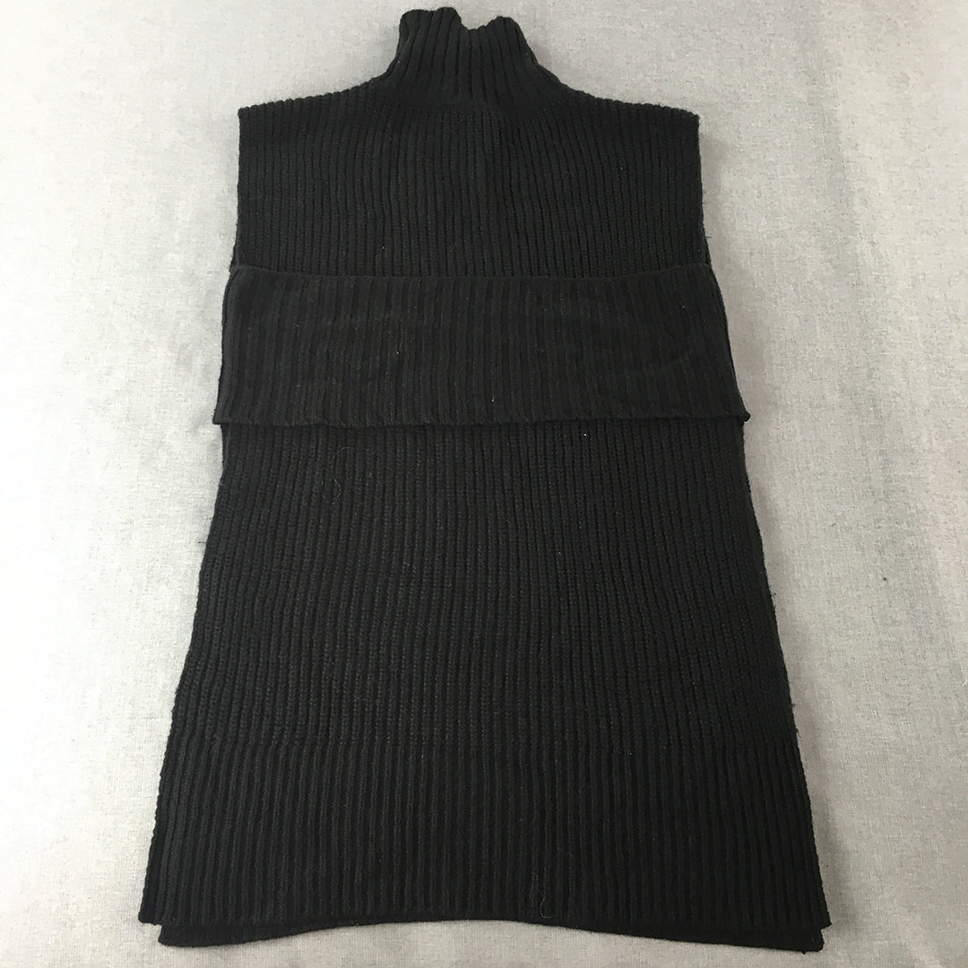 Veronika Maine Womens Wool Sweater Dress Size S Black Sleeveless Mini Turtleneck