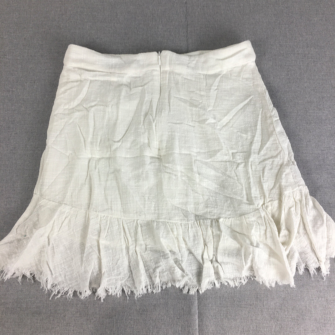 Ava & Ever Womens Mini Skirt Size 10 White Raw Hem