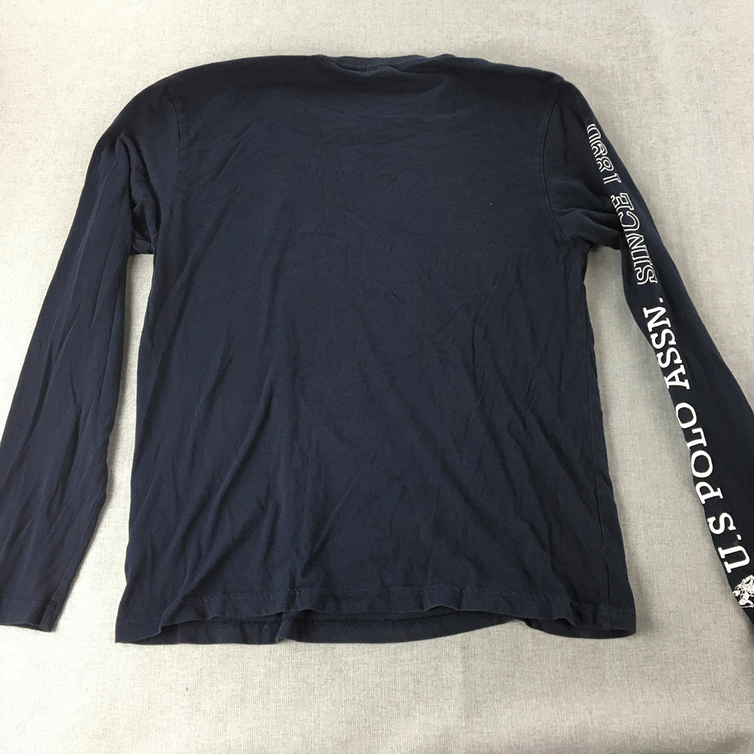 U.S. Polo Assn. Mens Shirt Size M Navy Blue Logo Long Sleeve Pullover Crew Neck