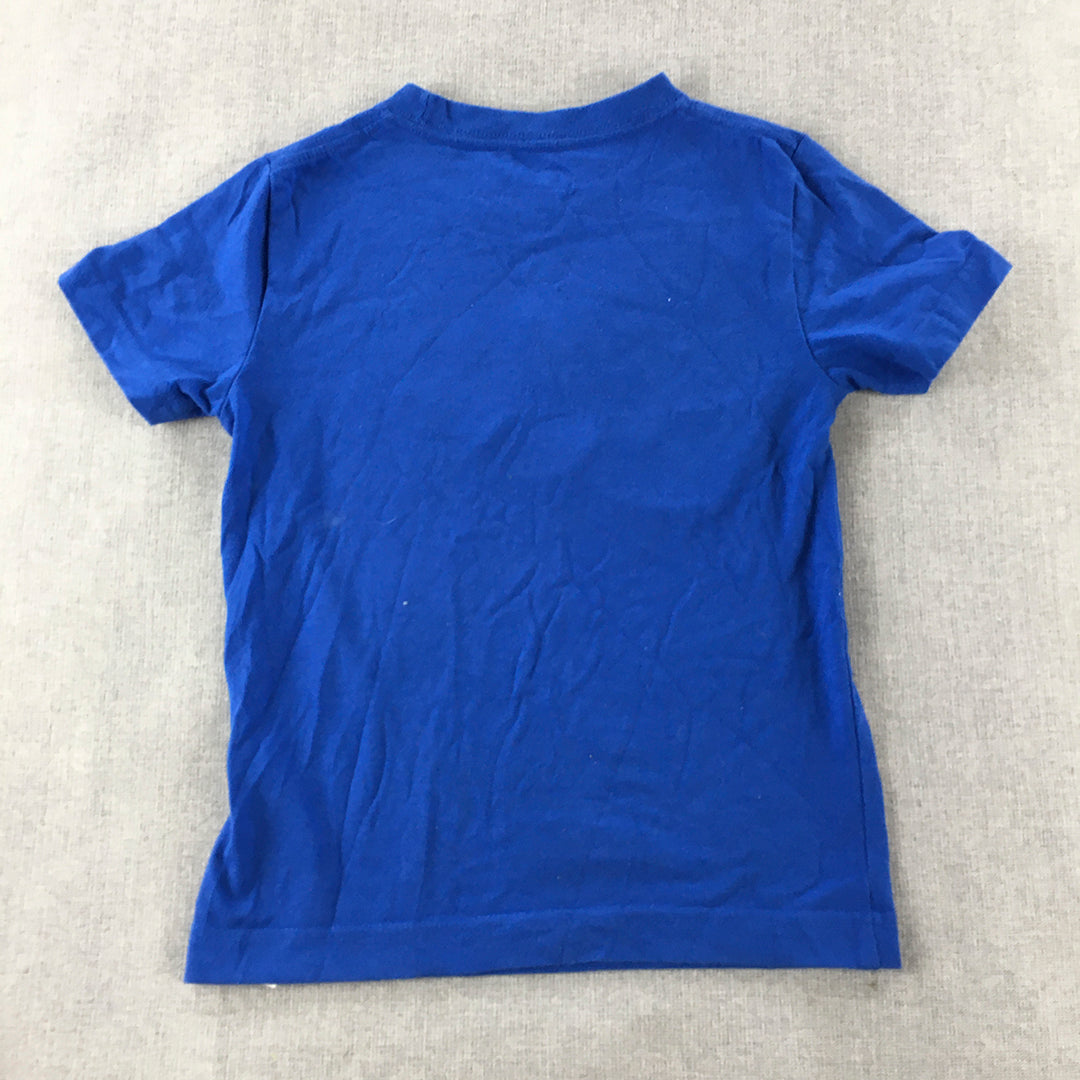 Nike Kids Boys T-Shirt Size S (4 - 5 Years) Blue Big Swoosh Logo Short Sleeve