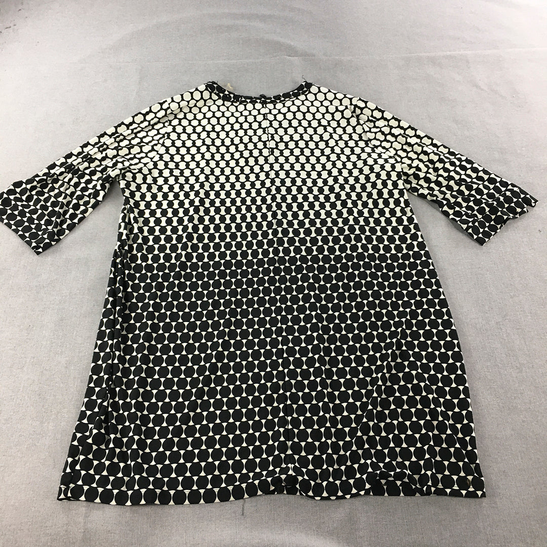 Sara Womens Mini Dress Size 3XL Black White Dot Short Sleeve A-Line