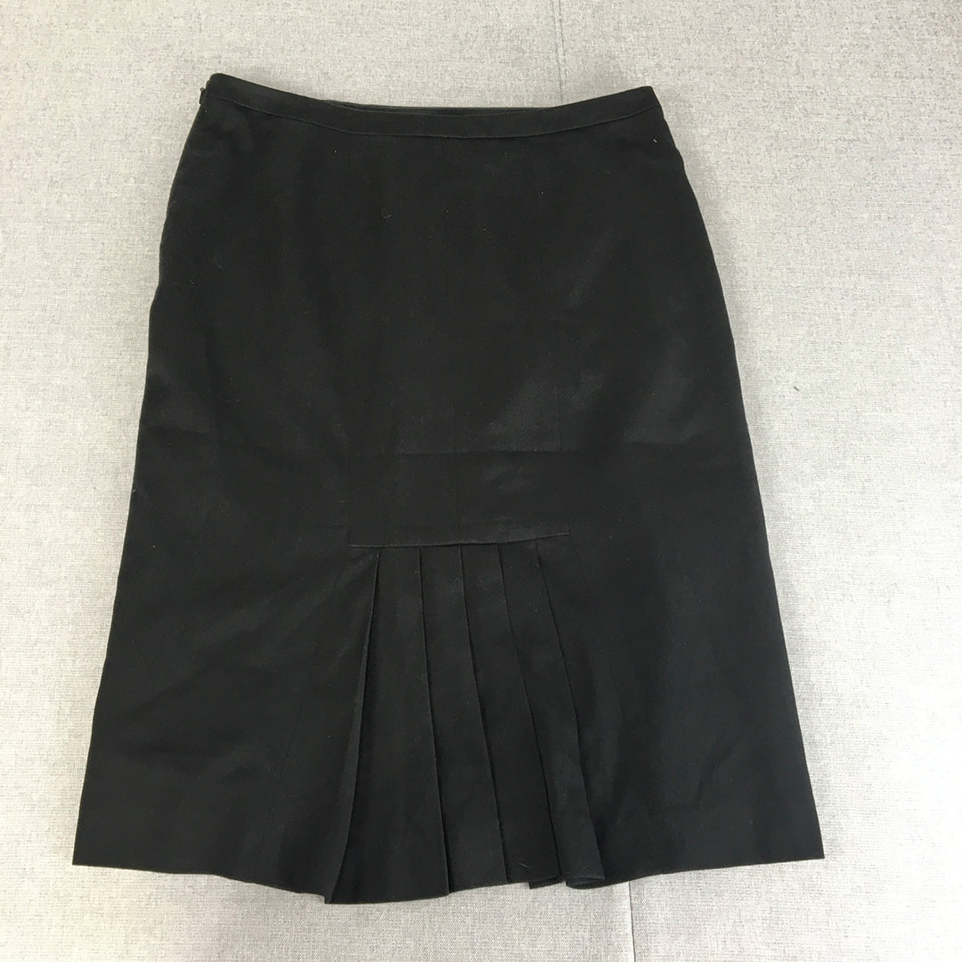 Table Eight Womens Midi Skirt Size 10 Black Straight Pleated