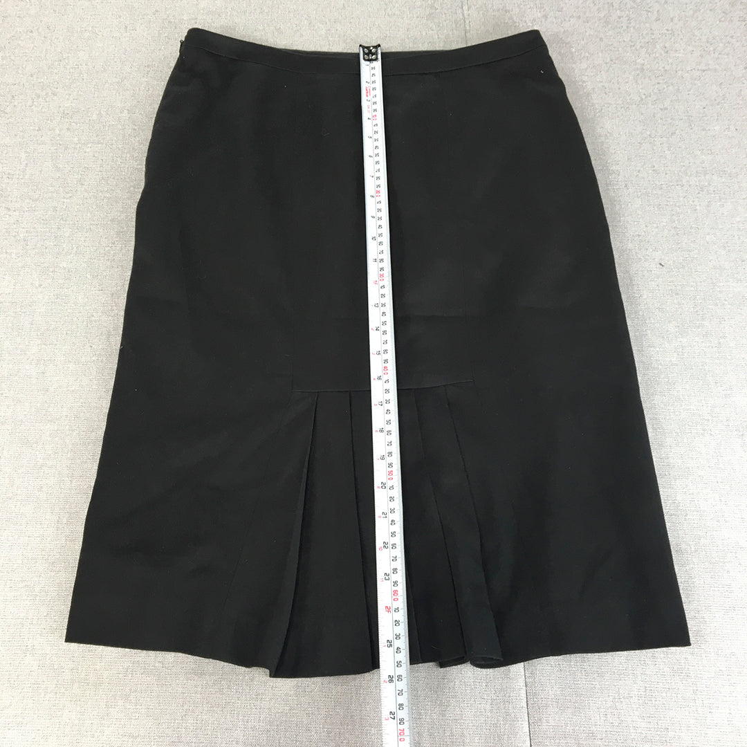 Table Eight Womens Midi Skirt Size 10 Black Straight Pleated