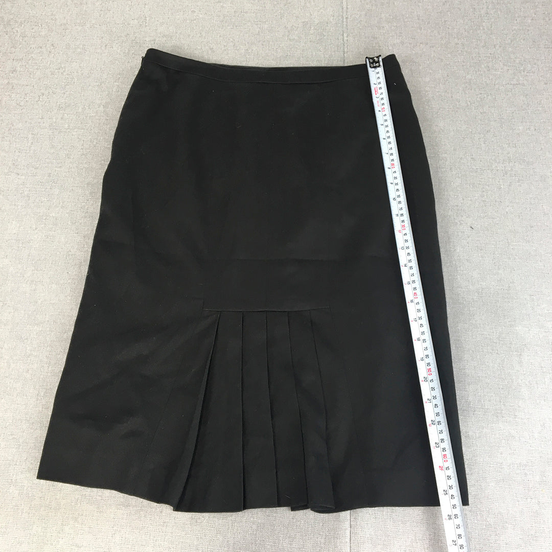 Table Eight Womens Midi Skirt Size 10 Black Straight Pleated