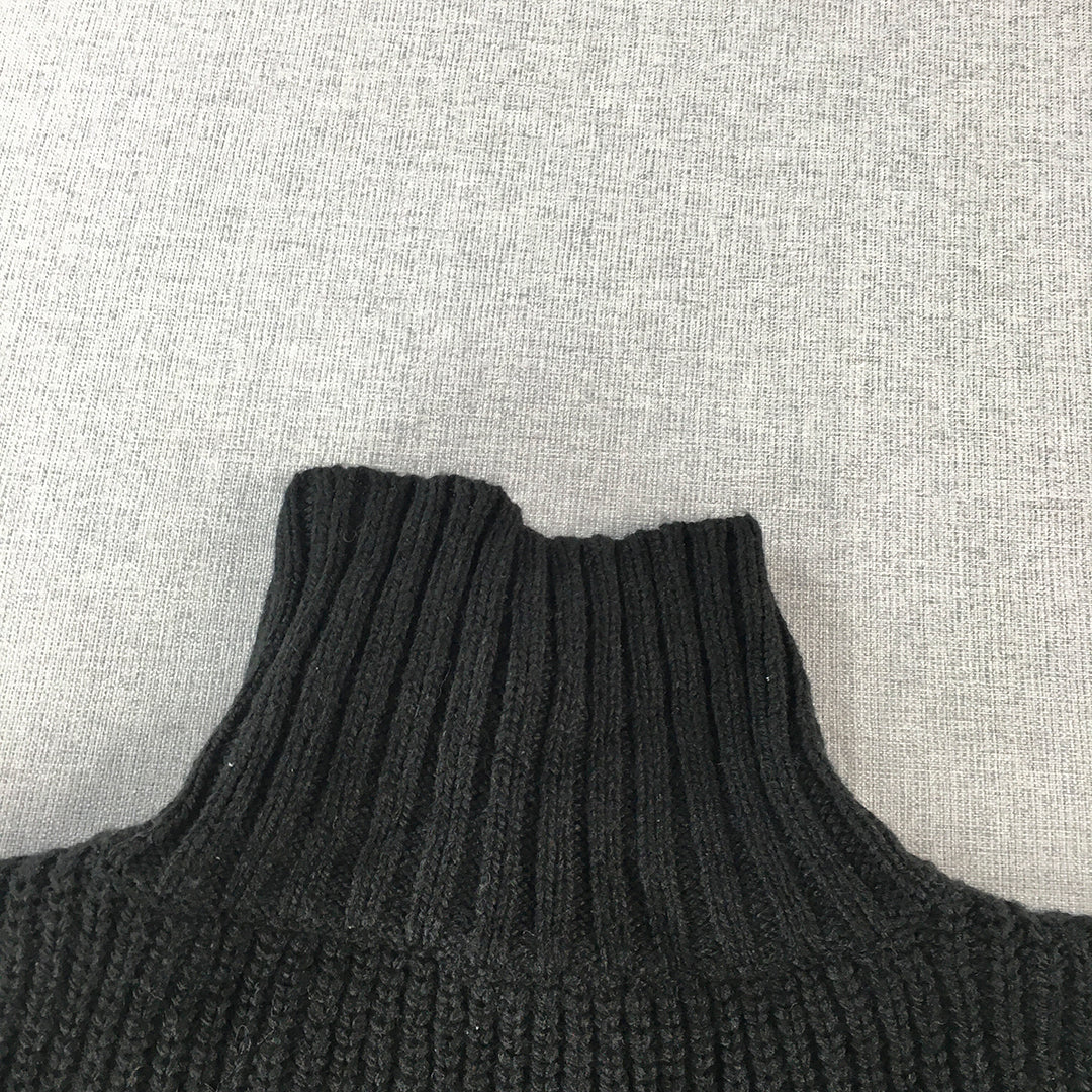 Veronika Maine Womens Wool Sweater Dress Size S Black Sleeveless Mini Turtleneck