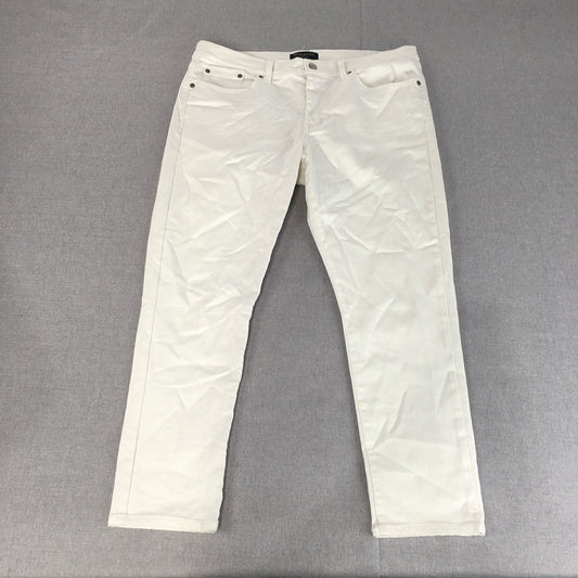 Banana Republic Womens Skinny Crop Jeans Size 32 White Light Wash Stretch Denim