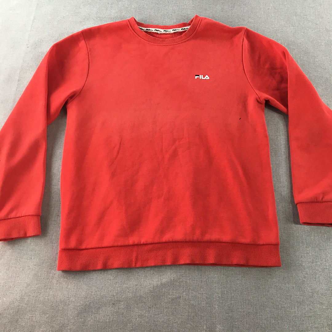 FILA Mens Crew Neck Jumper Size S Red Logo Crew Neck Pullover Jumper