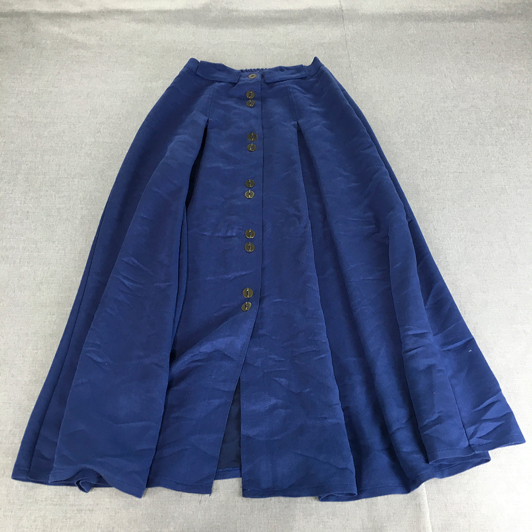 Stitches Womens A-Line Skirt Size 10 Blue Maxi Pleated