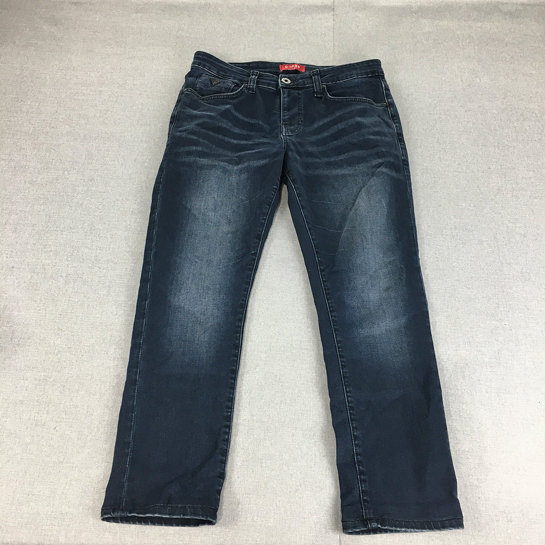 Guess Womens Jeans Size 32 Blue Dark Wash Mid Rise Tapered Slim Fit