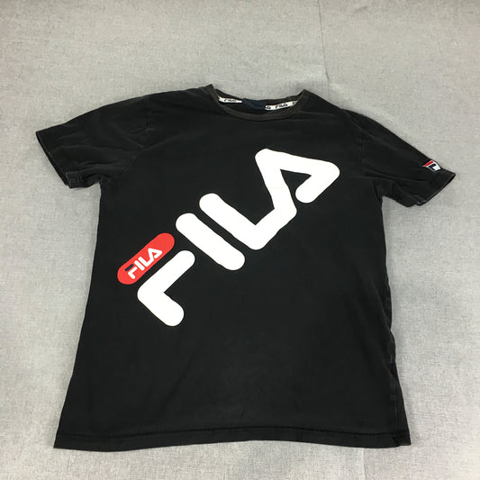 FILA Mens T-Shirt Size M Black Logo Short Sleeve Crew Neck Tee