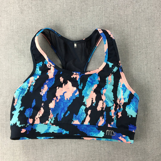 Michelle Bridges Womens Sports Bra Size 10 Blue Navy Pink Cropped Top