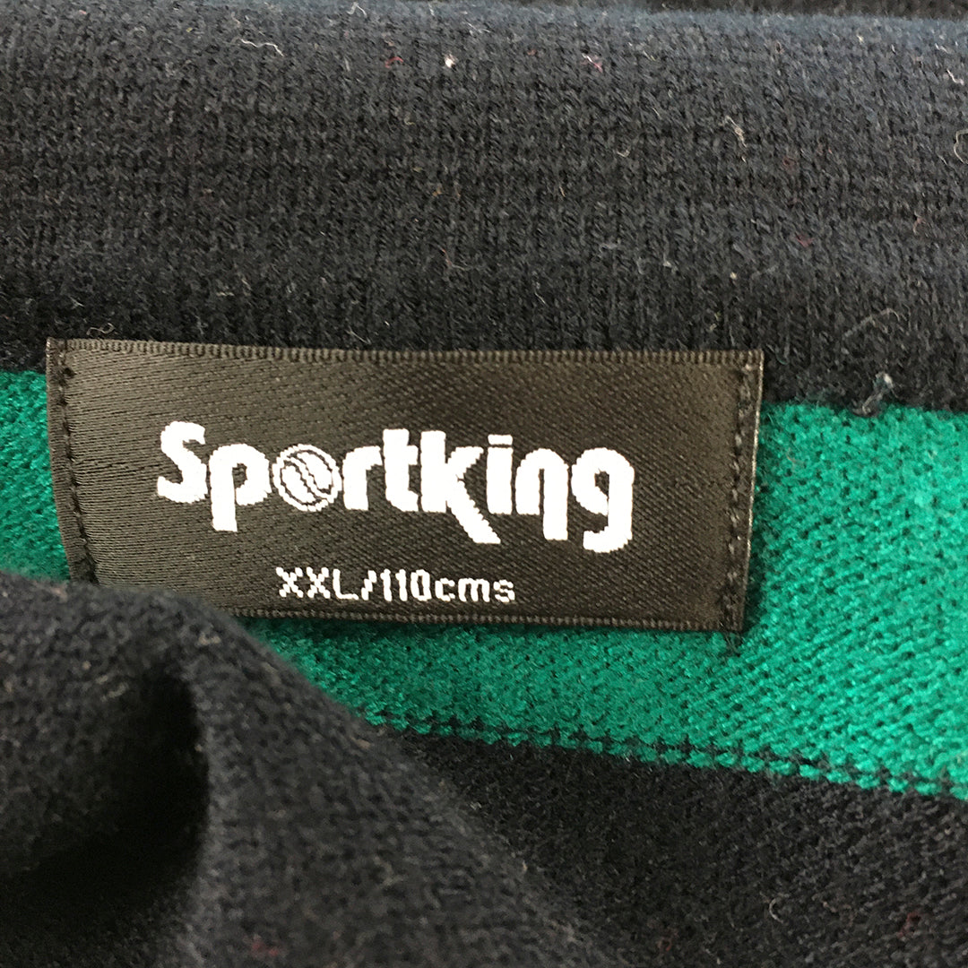 Sportking Mens Knit Sweater Size 2XL Green Black Striped Mock Neck Jumper