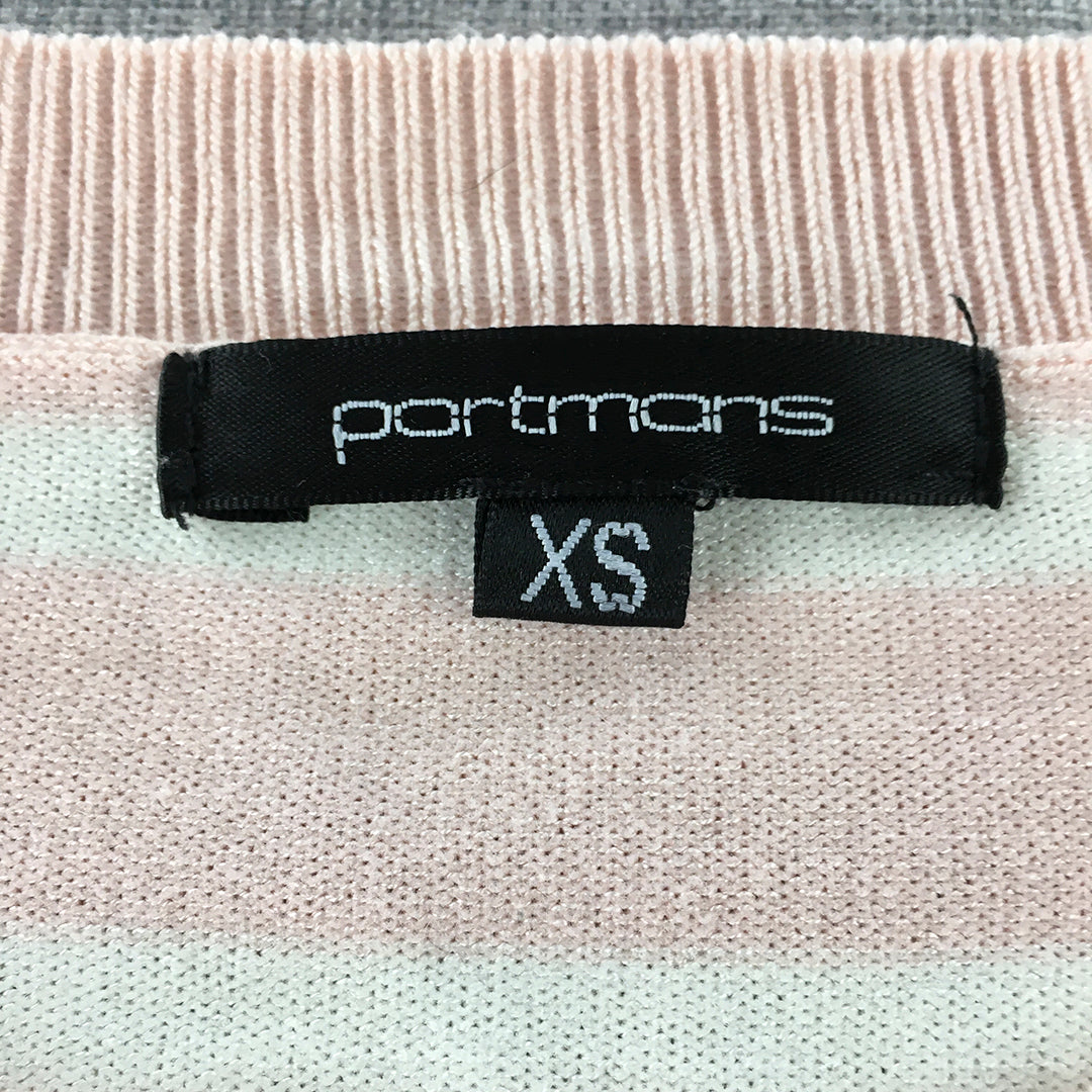 Portmans Womens Knit Sweater Size XS Pink Striped Crew Neck Layered Jumper