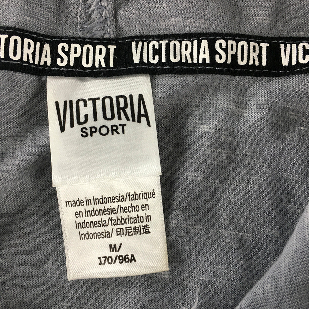 Victoria Secret Sport Womens Hoodie Vest Size M Grey Sleeveless Top