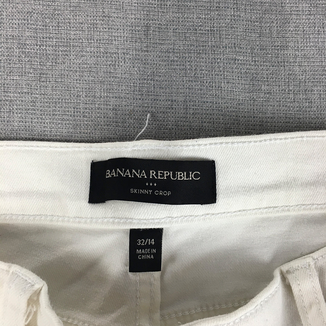 Banana Republic Womens Skinny Crop Jeans Size 32 White Light Wash Stretch Denim