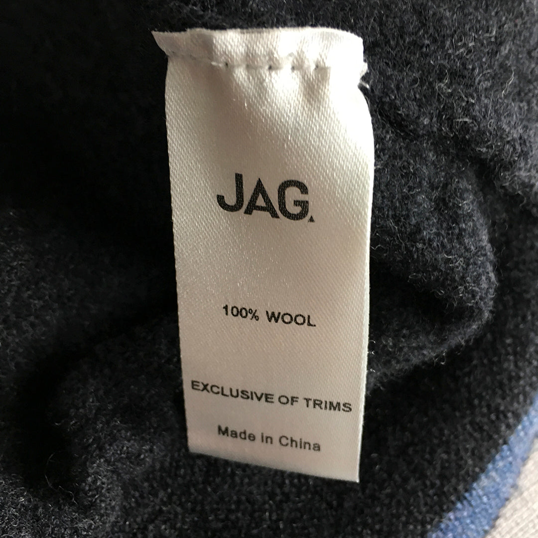 Jag Womens 100% Merino Wool Sweater Size M Grey Knit V-Neck Jumper