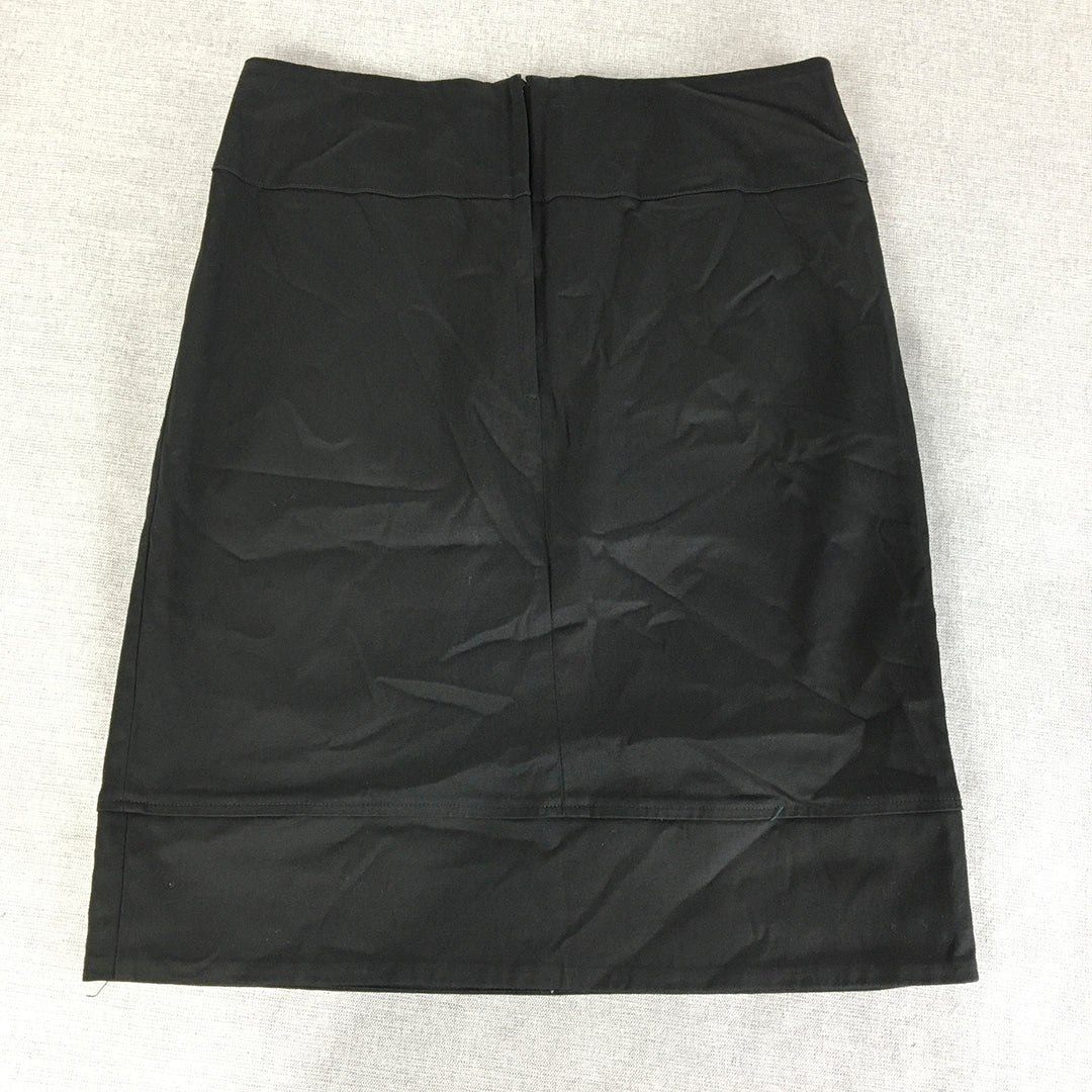 Made590 Womens Skirt Size S Black Waxed Finish Pockets Straight