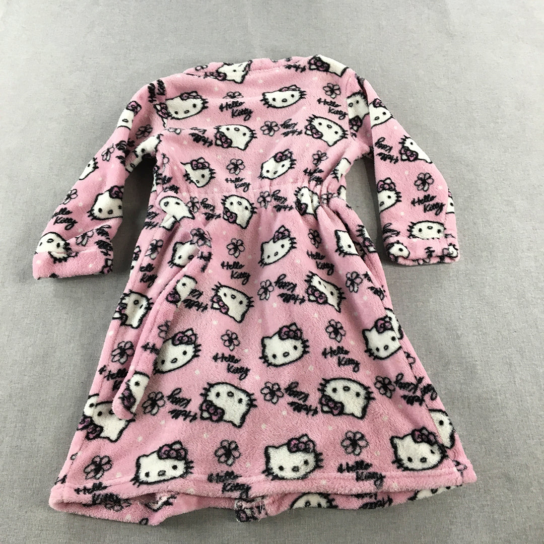 Hello Kitty Kids Girls Dressing Gown Size 5 Pink Fleeve Robe