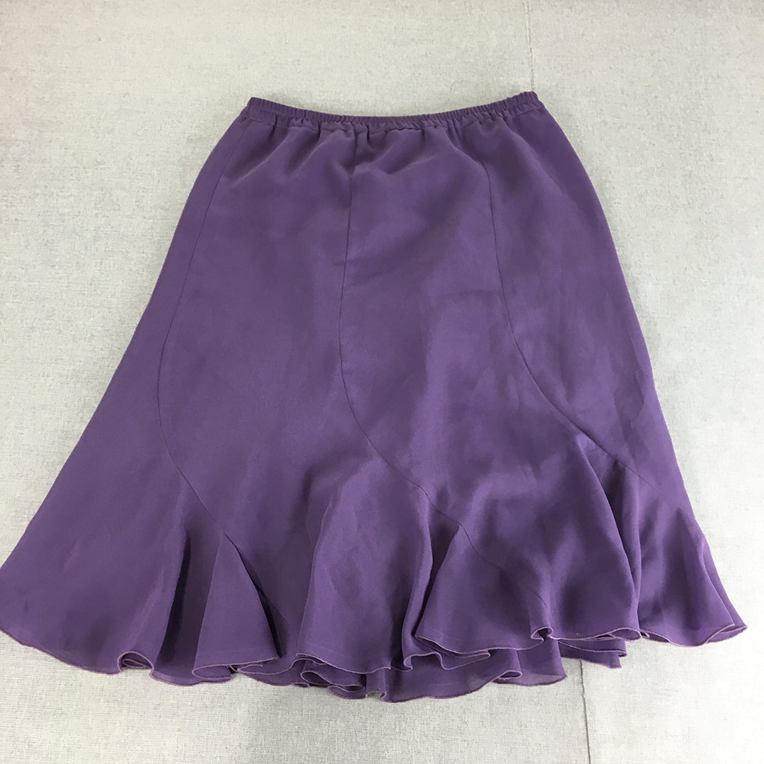 Vintage Young Edwardian Womens A-Line Skirt Size 12 Purple Pleated Elastic Waist