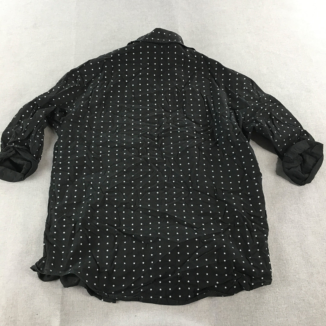 Saint Morta Mens Shirt Size L Black Star Dot Pattern Button-Up Collared