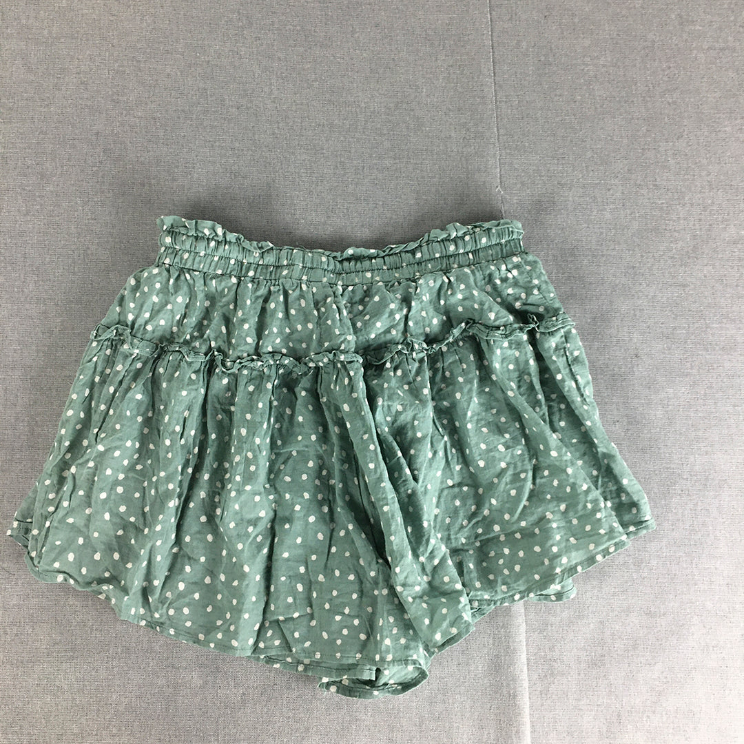 Mooloola Womens Shorts Size 12 Green Dot Pattern Drawstring Elastic Waist