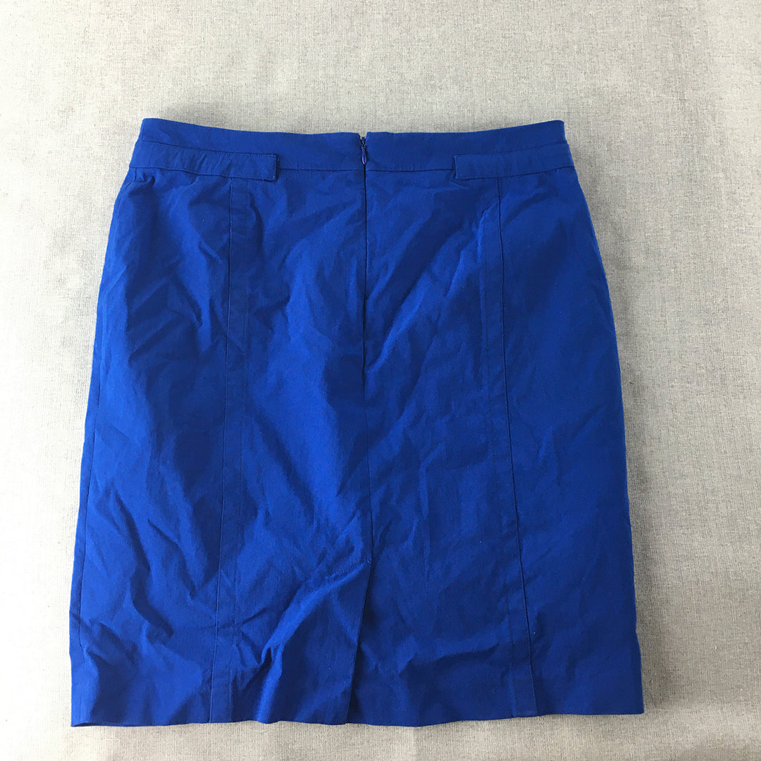 David Lawrence Womens Midi Skirt Size 14 Blue Pencil Straight