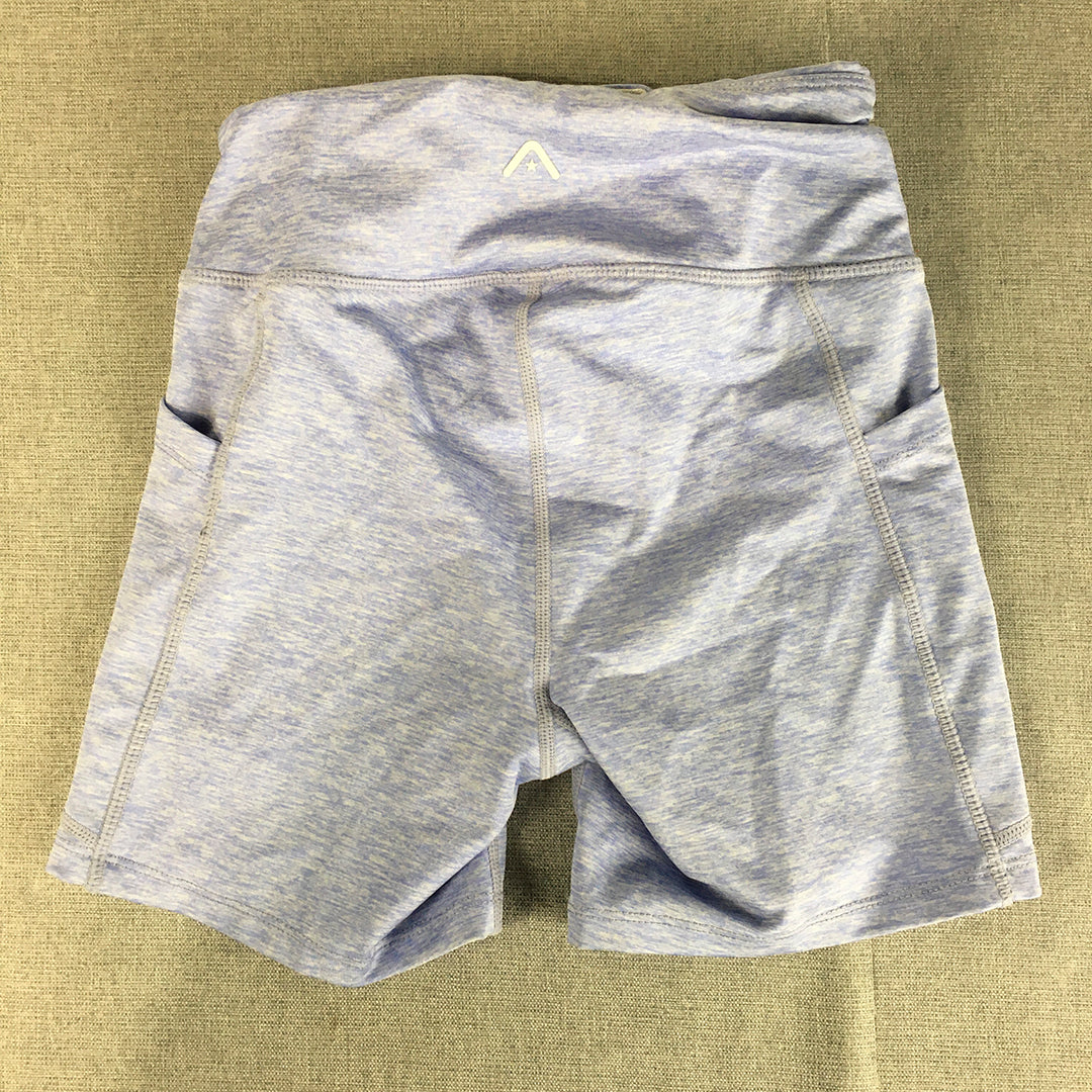 Rock Wear Womens Legging Shorts Size 6 Blue Pockets Activewear Gym Yoga