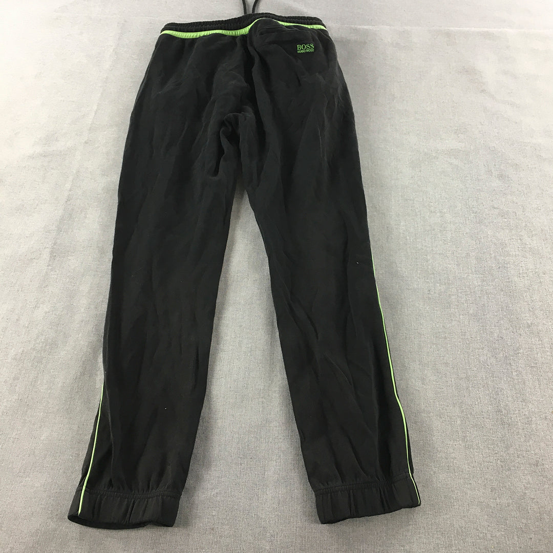 Hugo Boss Mens Tracksuit Pants Size M Black Green Drawstring Jogger