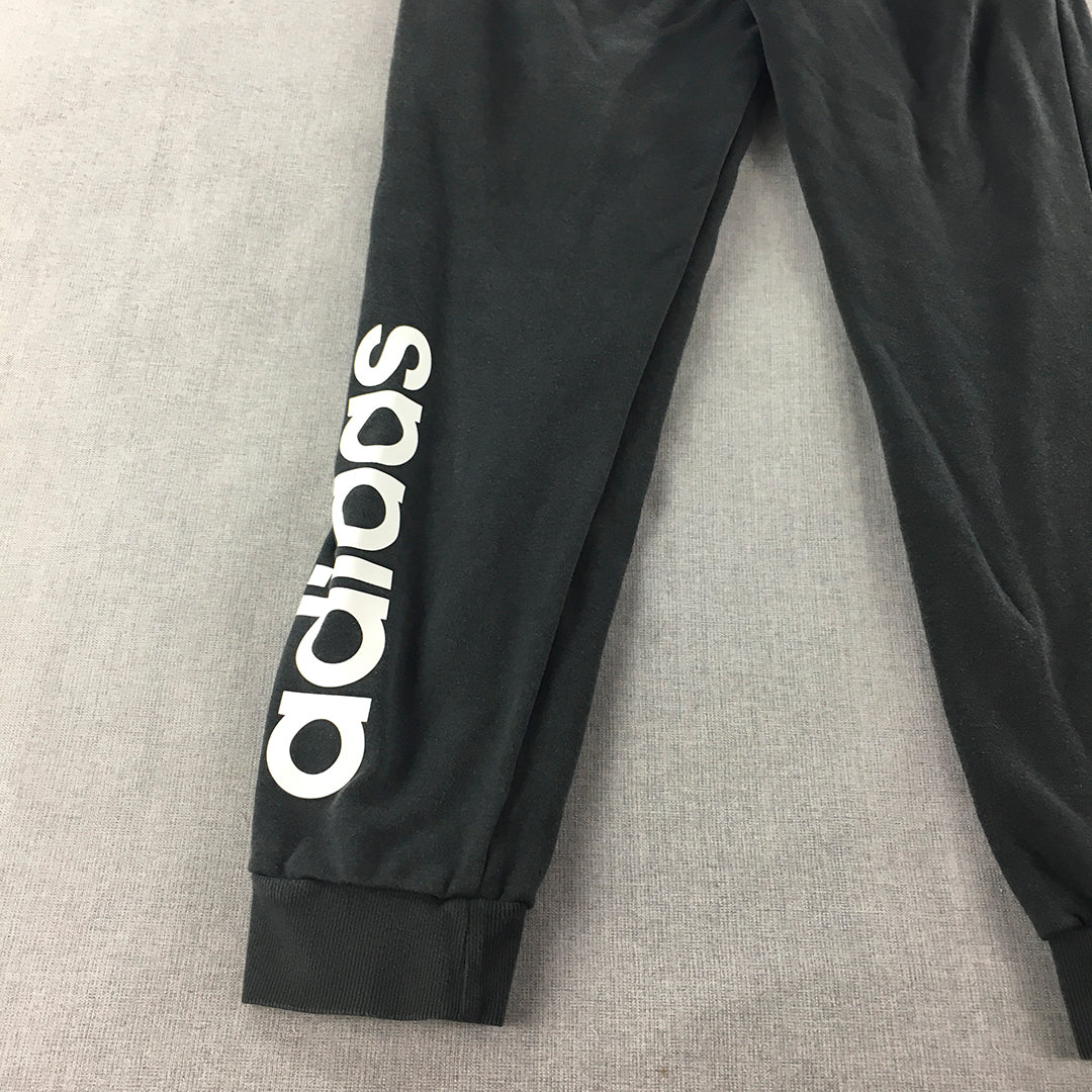 Adidas Womens Tracksuit Pants Size L Black Logo Drawstring Jogger