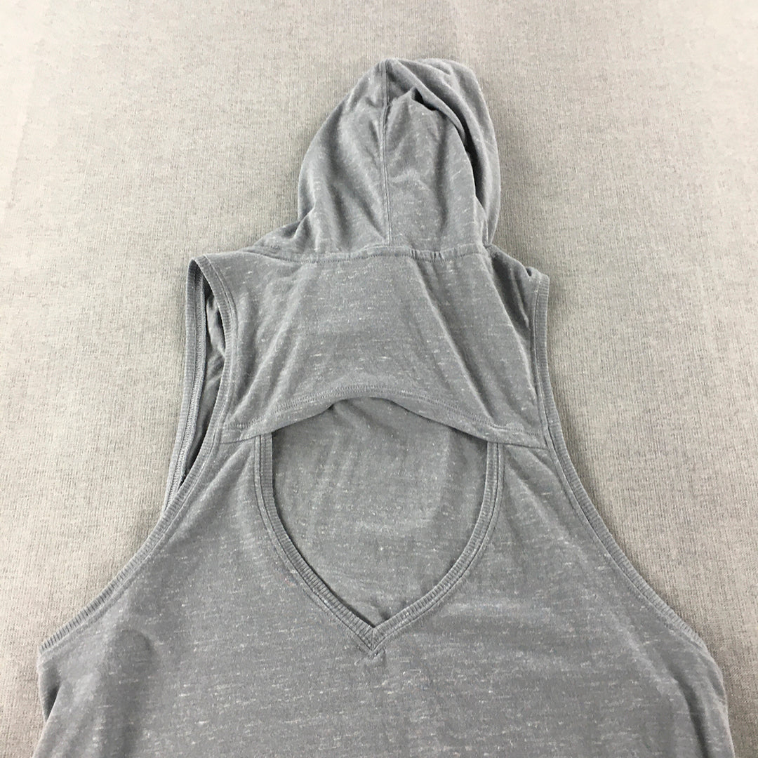 Victoria Secret Sport Womens Hoodie Vest Size M Grey Sleeveless Top